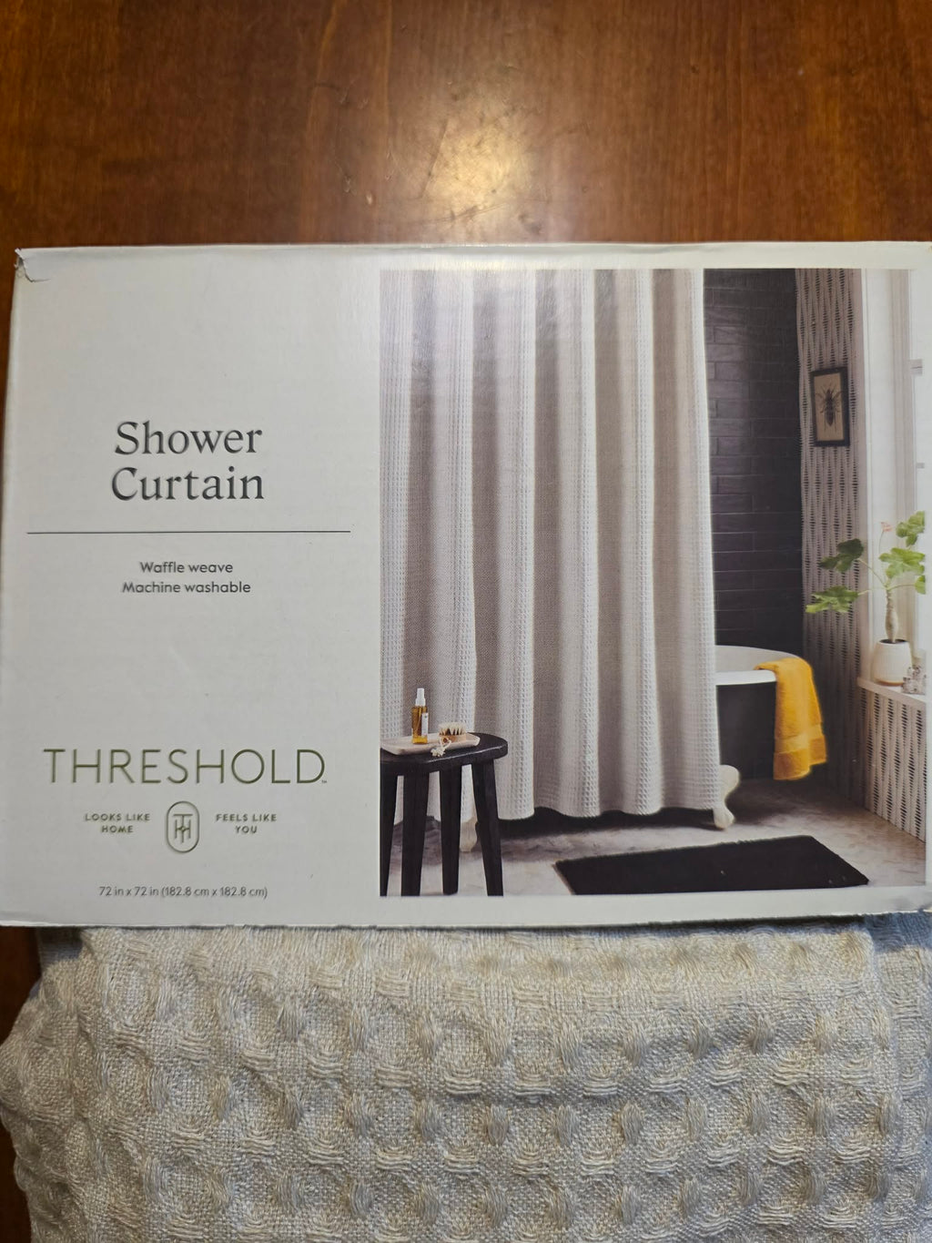 Threshold Waffle Weave Shower Curtain - Light Gray/Silver-White, Machine Washable, 72"x72"
