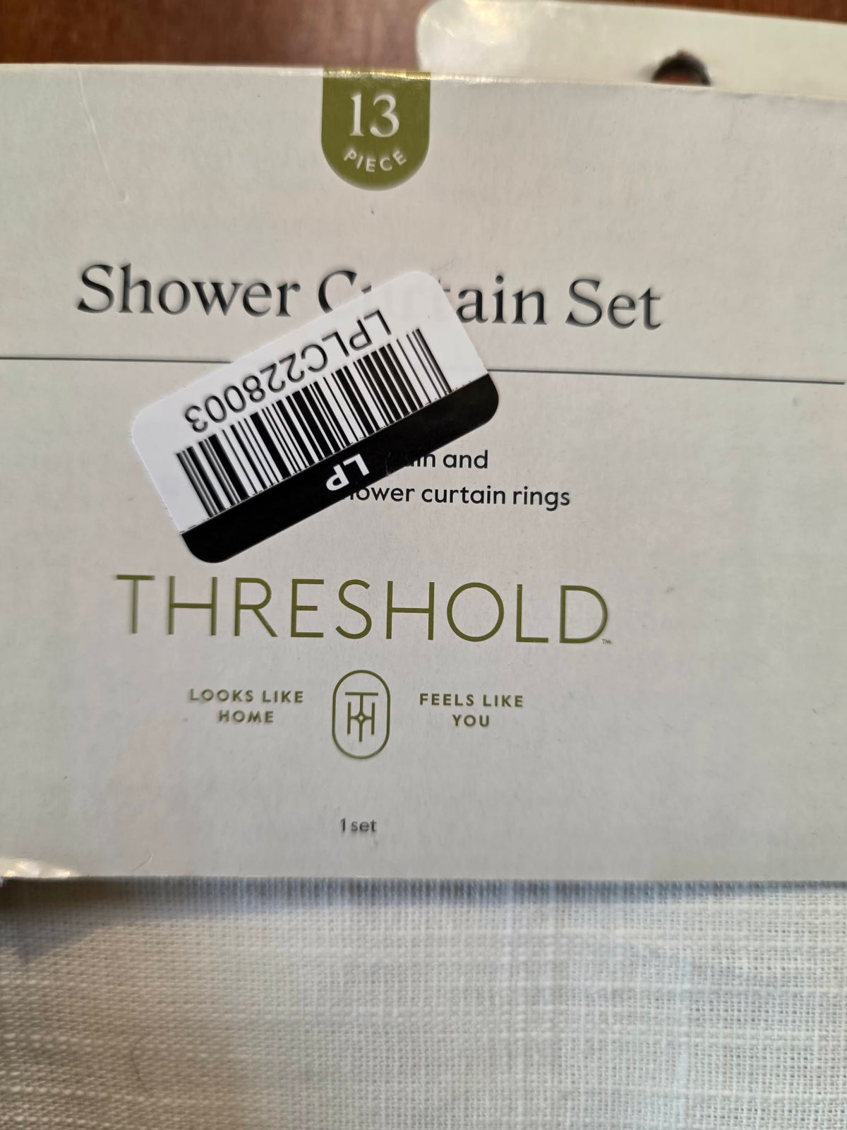 Threshold 13-Piece Shower Curtain Set - White & Burgundy Ikat Chevron Border (Curtain + 12 Rings)