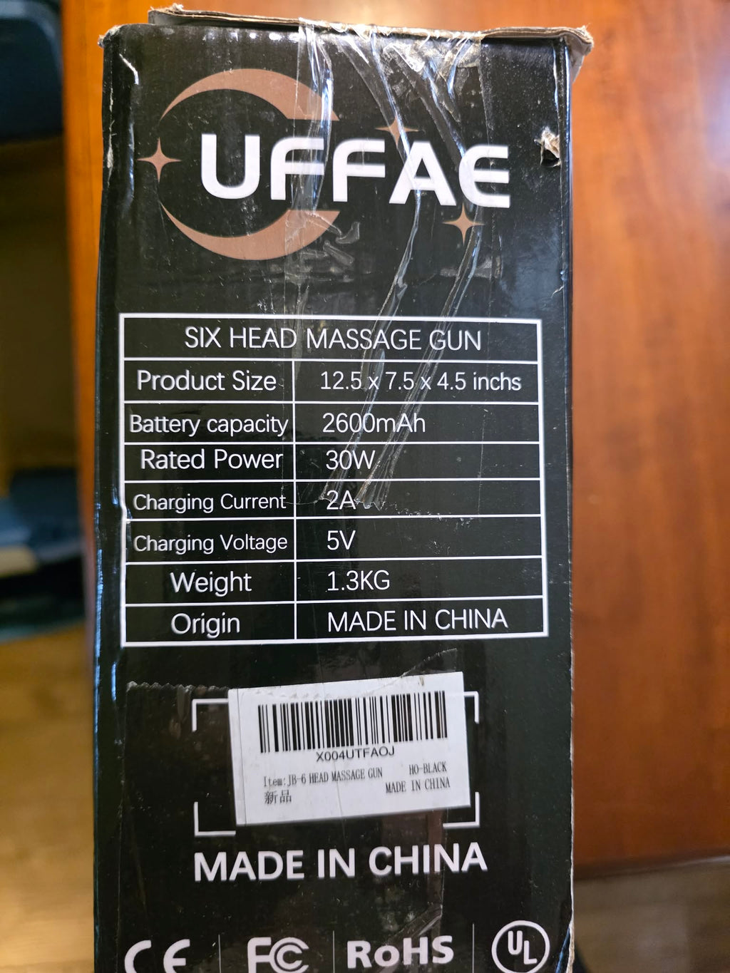 UFFAE Six-Head Deep Tissue Massage Gun - 50 Intensity Levels, 9 Modes, LCD Screen (Black)