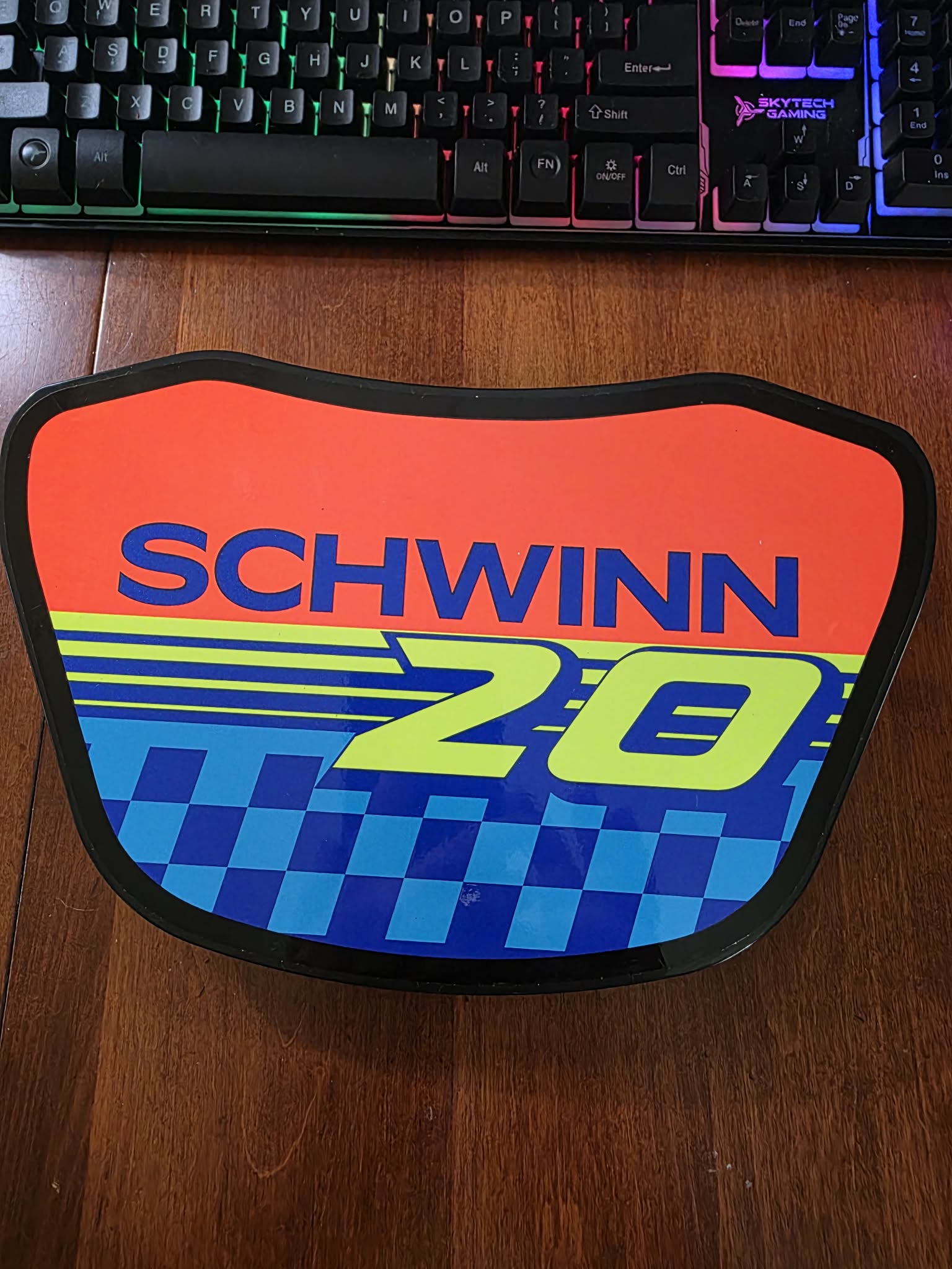 Vintage Schwinn 20 Number Plate — Retro BMX Front Plate with Mounting Brackets