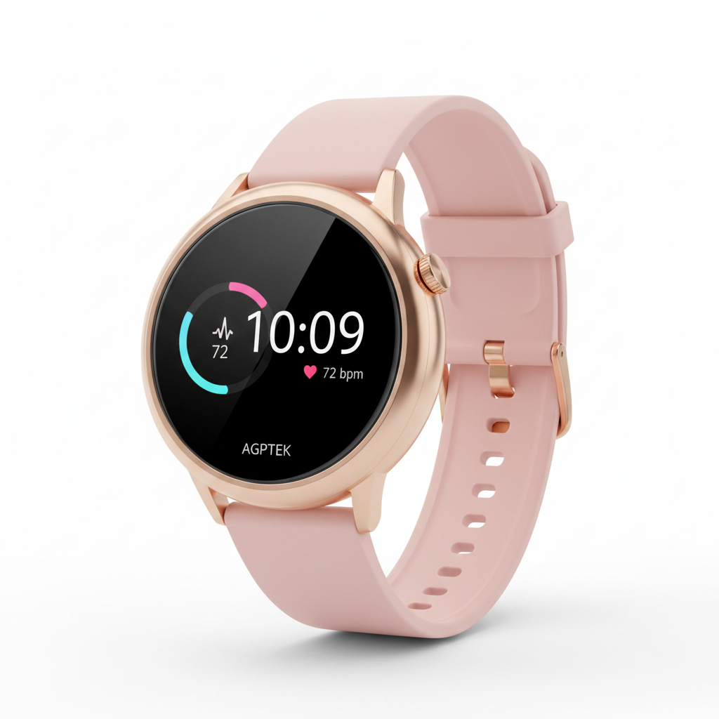 AGPTEK LW11 Smart Watch for Women - Rose Gold / Pink Fitness Tracker (iOS & Android Compatible)