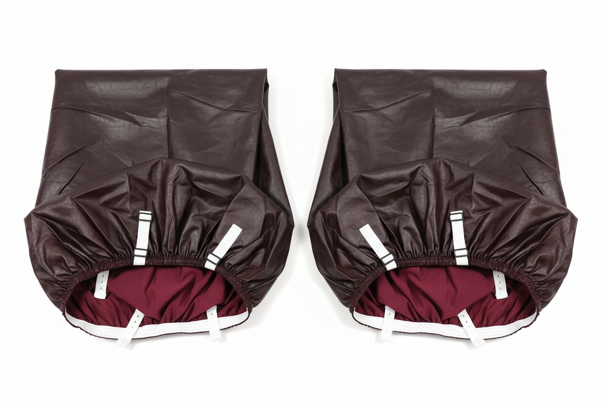 ANARACHON Faux Leather Furniture Cover Set - Dark Brown/Burgundy (Set of 2)