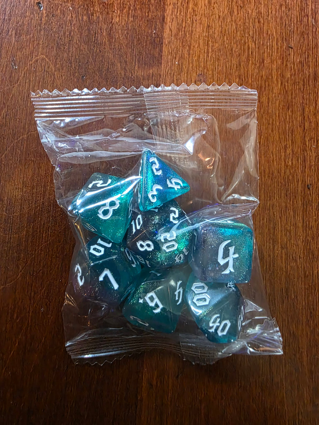 7 PCS RPG polyhedral dice set glitter sparkle D&D, MTG, role playing, new sealed.