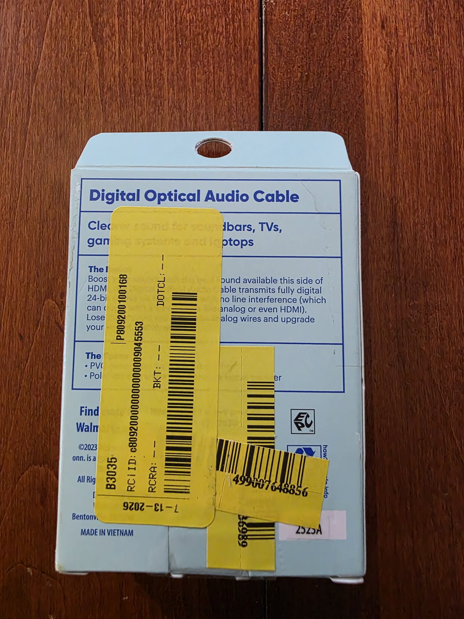 onn. 6 ft Digital Optical Audio Cable