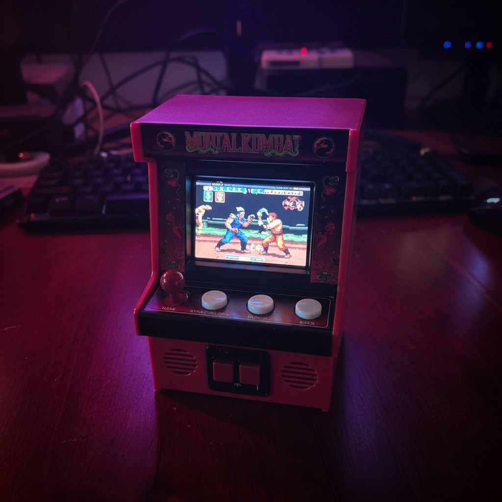 Basic Fun Mortal Kombat Mini Arcade Game – Classic Retro Handheld Playable Cabinet