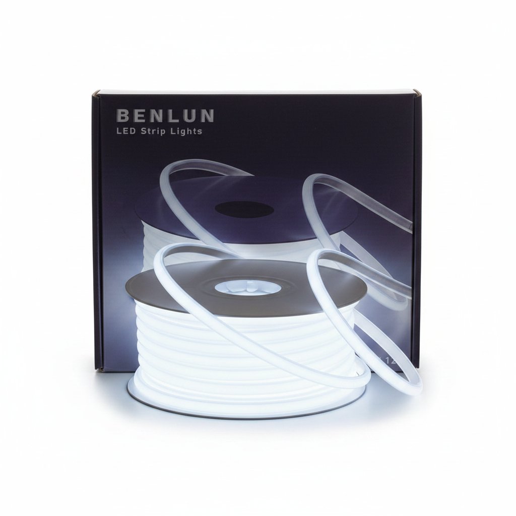 BENLUN Flexible Neon LED Strip Lights - Cuttable Rope Light Spool