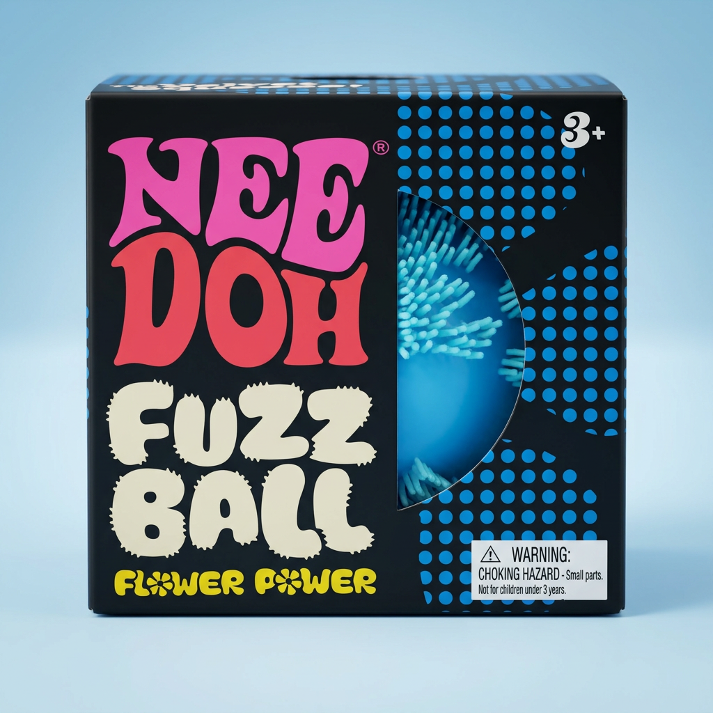 NeeDoh Fuzz Ball Flower Power (Blue) The Groovy Glob Collection by Schylling
