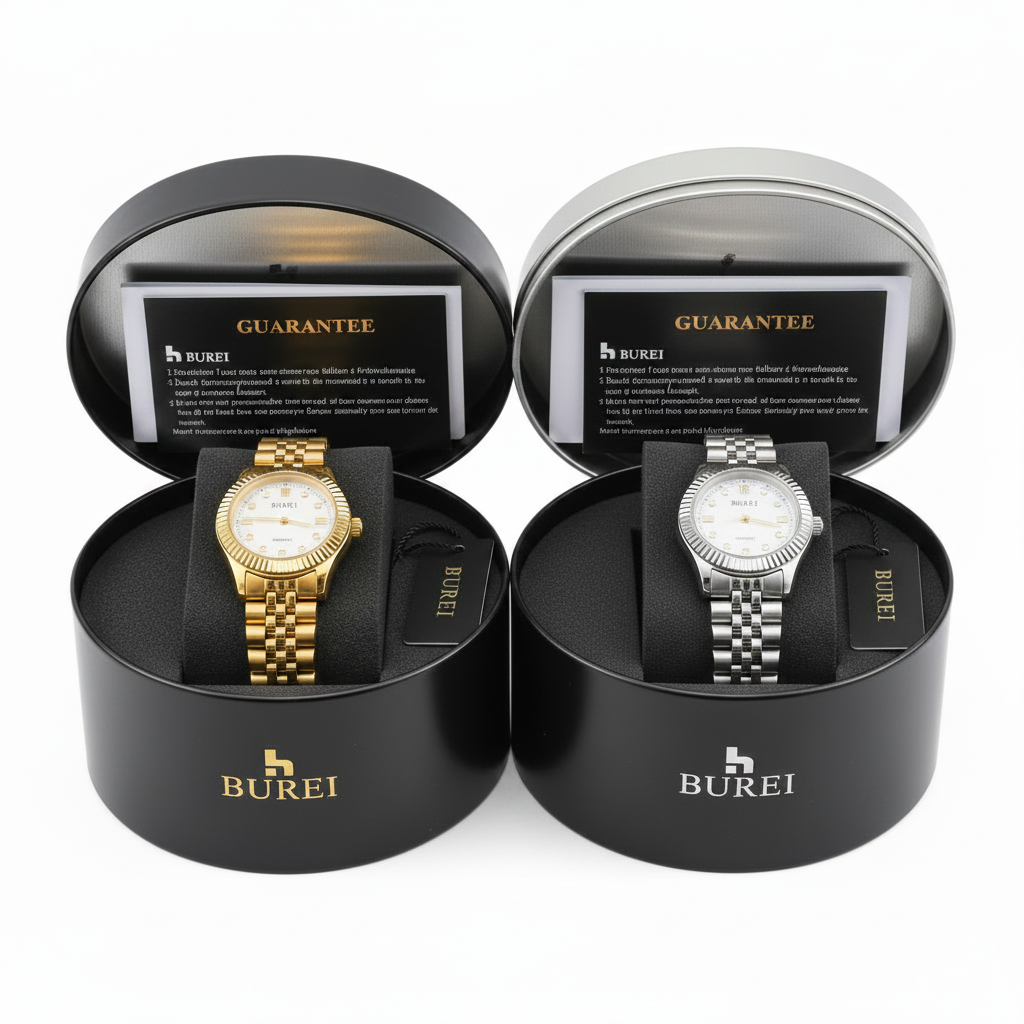 BUREI Women's Classic Stainless Steel Quartz Wrist Watch - Elegant Dress Timepiece (Model BS0161)