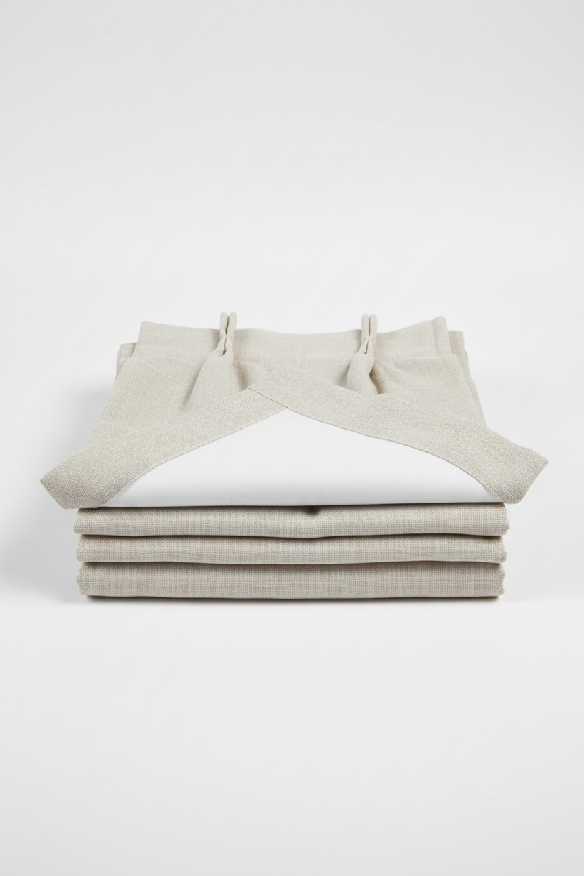 Burlap-Style Linen Rod Pocket Curtain Panel - Natural/Oatmeal with White Lining (1 Panel)