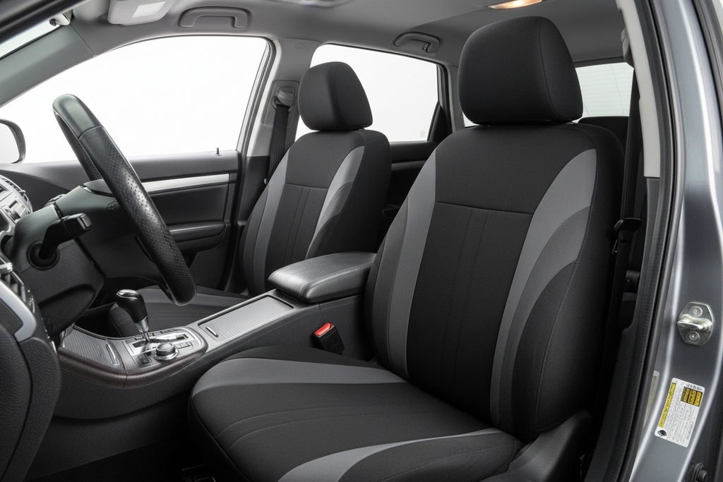 CAR PASS Line Rider Front Seat Covers – Universal Fit, Black & Gray