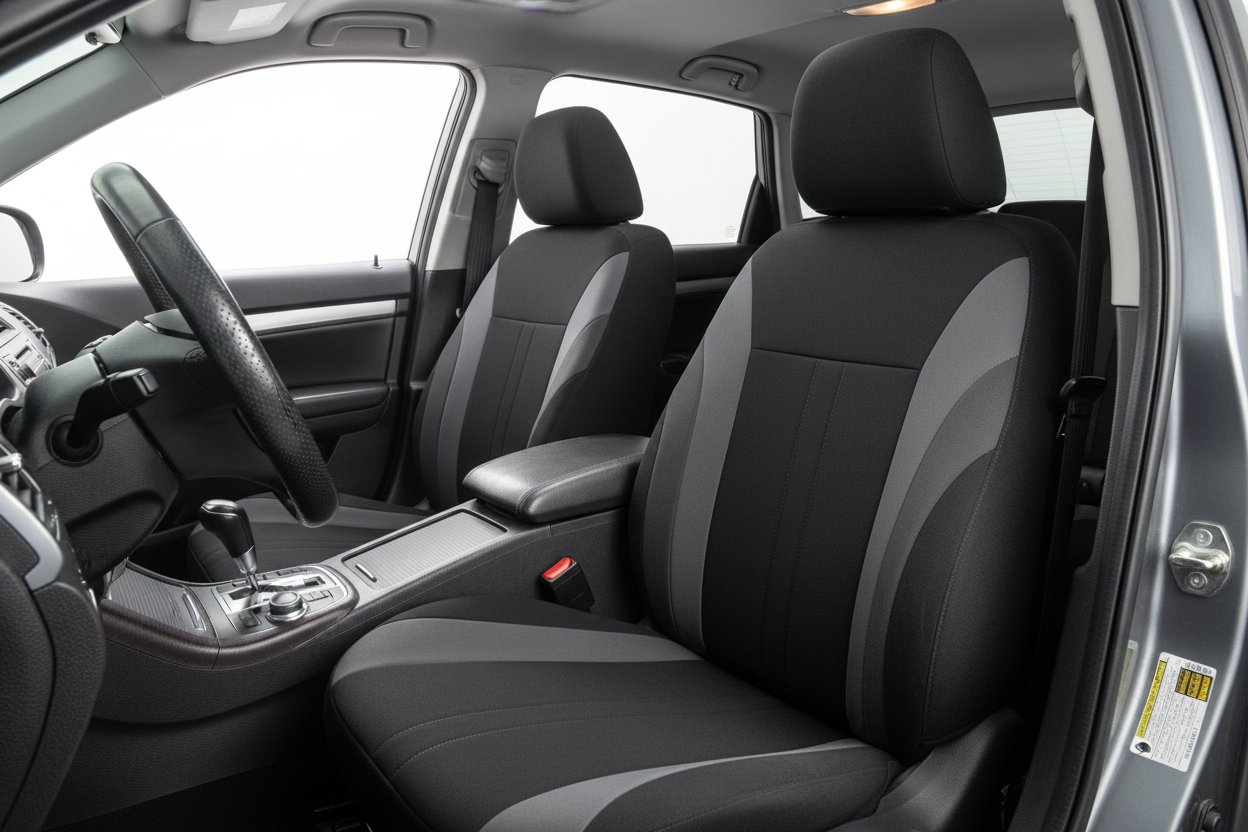 CAR PASS Line Rider Front Seat Covers – Universal Fit, Black & Gray