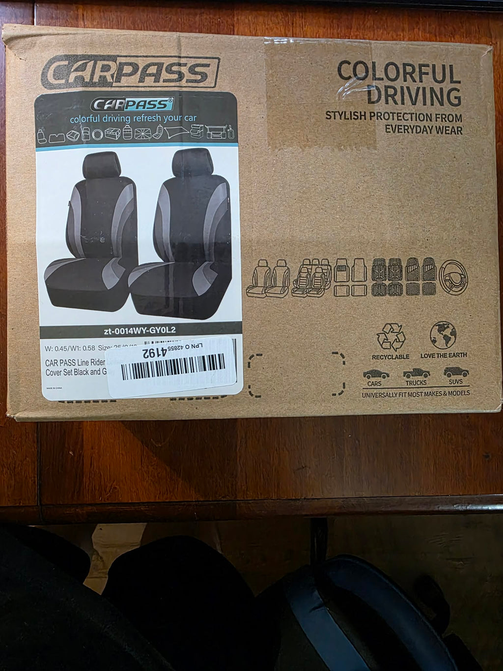 CAR PASS Line Rider Front Seat Covers – Universal Fit, Black & Gray