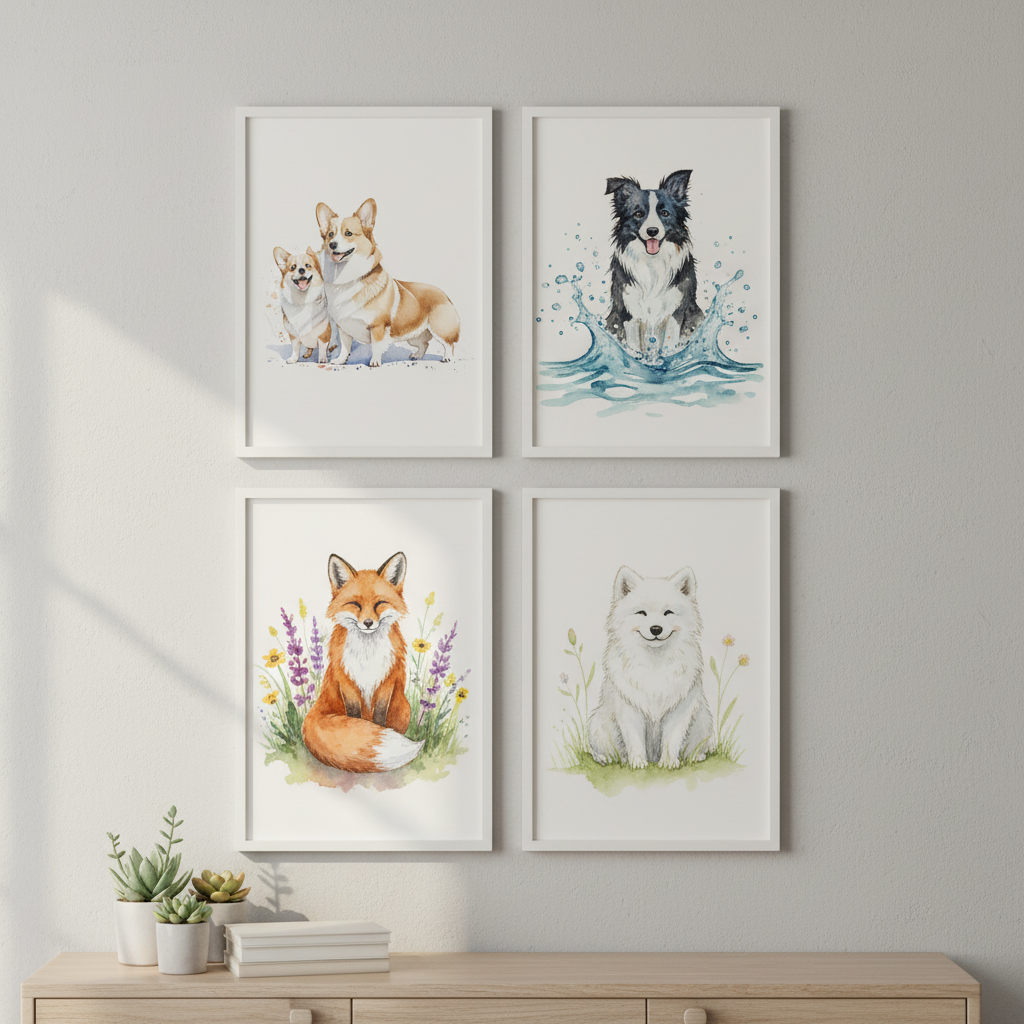 Charming Animal Art Print Set