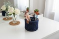 Chunky Crochet Desk & Vanity Organizer Basket with Divider