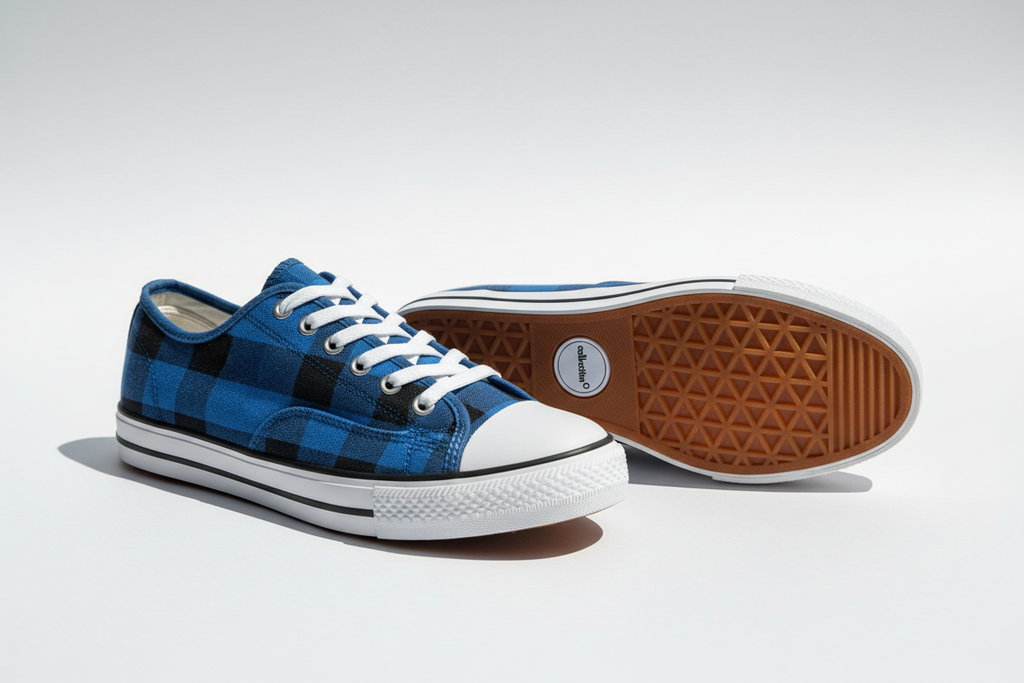 Collection'O Blue Plaid Canvas Low-Top Sneakers – Unisex Casual Shoes