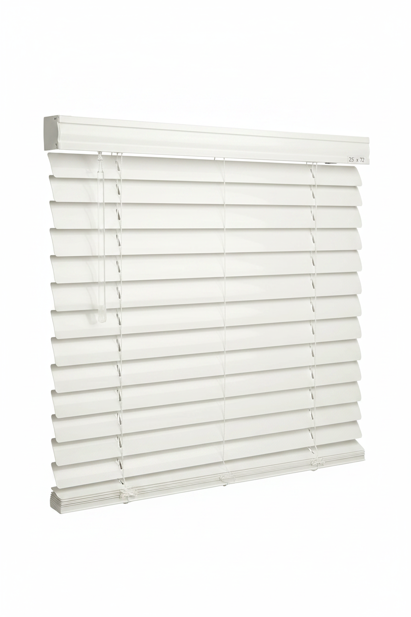 Cordless 1-Inch Gloss Vinyl Mini Blinds - Alabaster (25"x72")