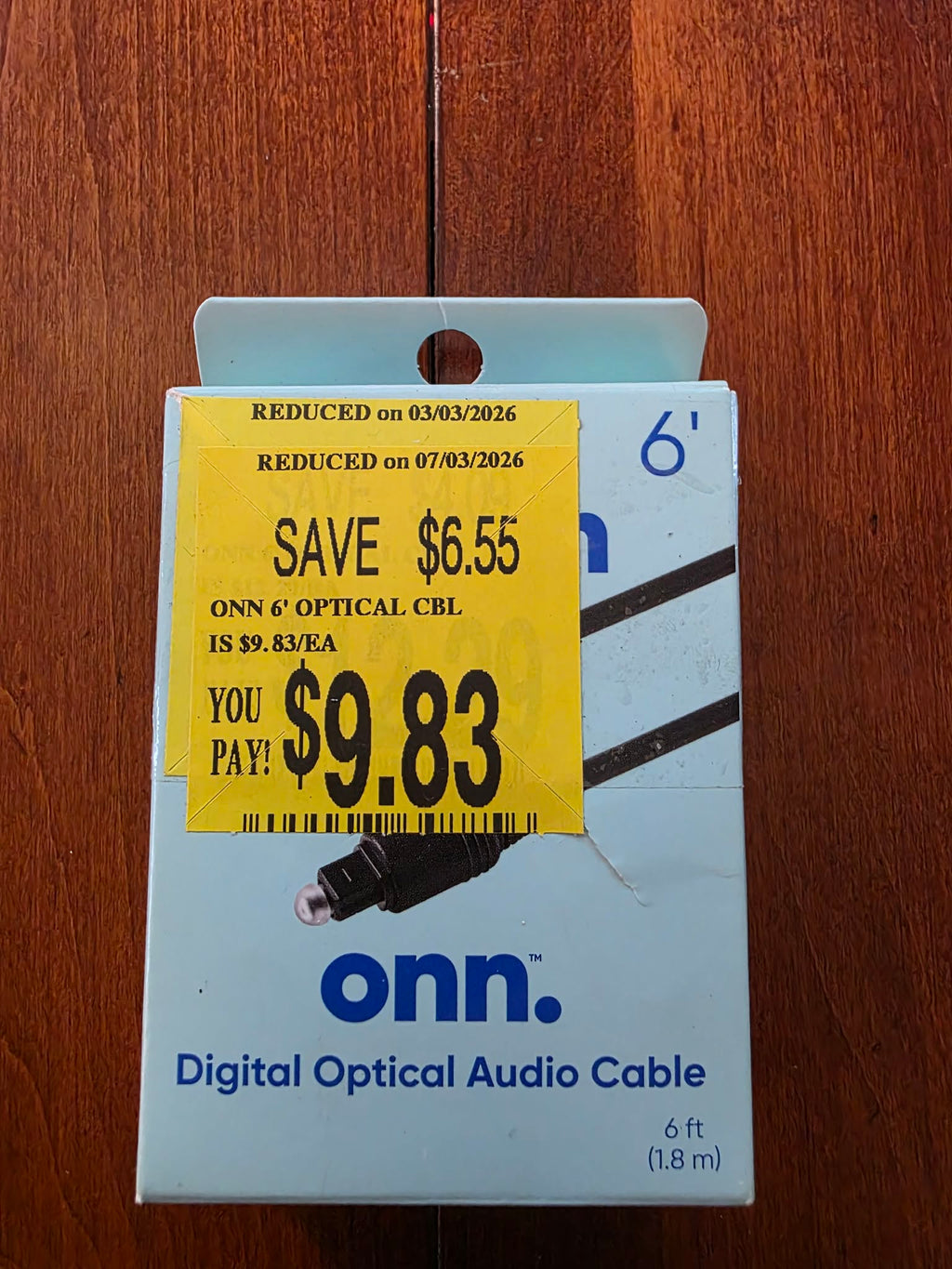 onn. 6 ft Digital Optical Audio Cable