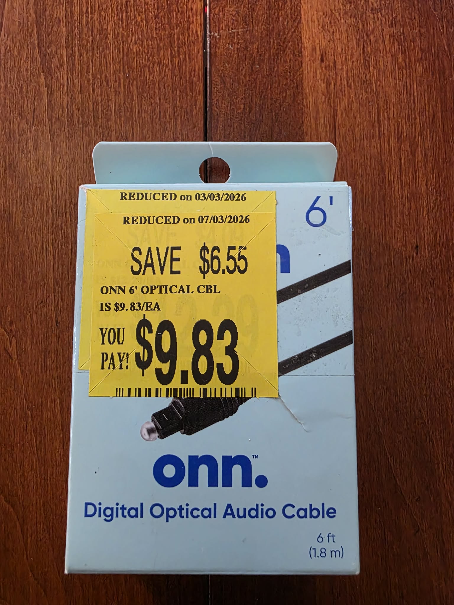 onn. 6 ft Digital Optical Audio Cable