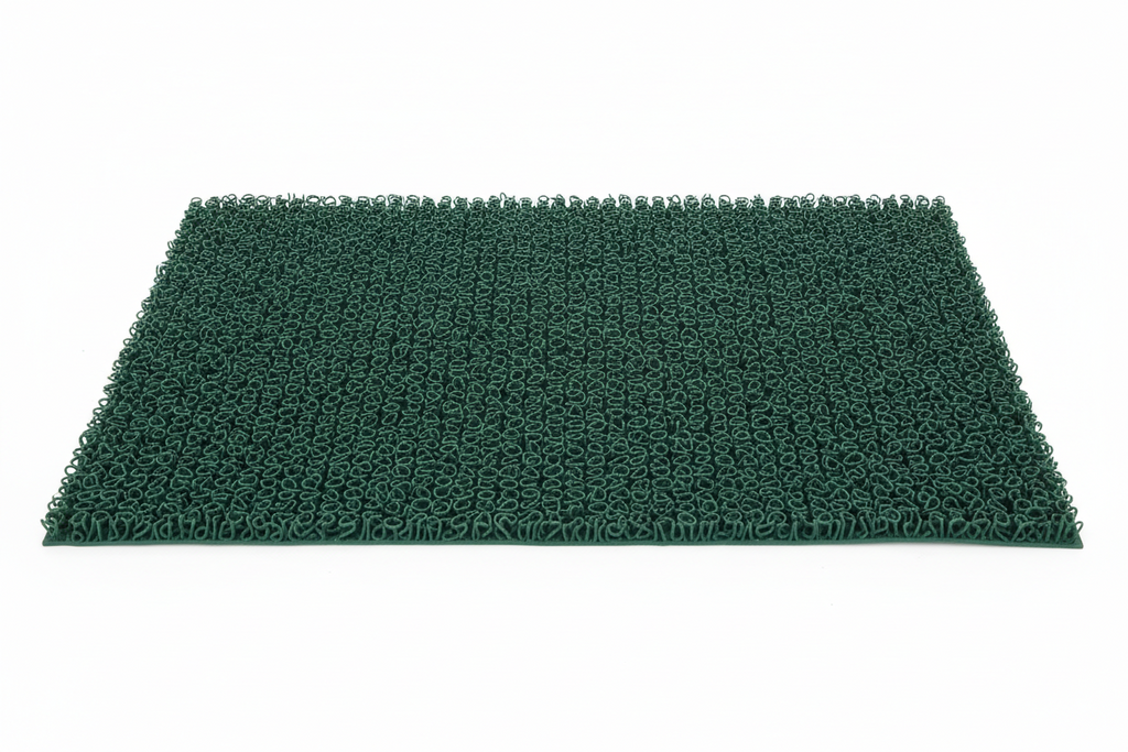 Dark Green PVC Coil Loop Non-Slip Mat - 47"x28" Indoor/Outdoor Entryway, Garage & Patio Mat