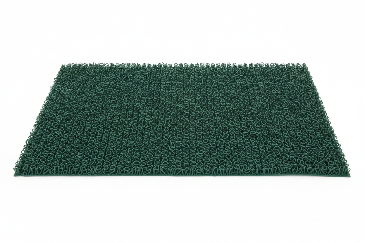 Dark Green PVC Coil Loop Non-Slip Mat - 47"x28" Indoor/Outdoor Entryway, Garage & Patio Mat