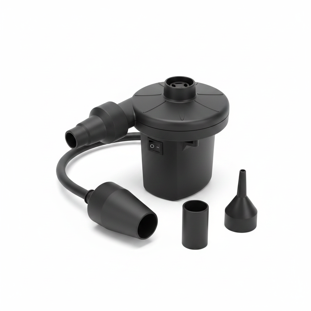 Powerful Electric Air Pump for Inflatables - Quick Fill/Deflate with 3 Nozzles (Black)