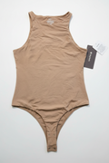 HeyNuts Women's High-Neck Bodysuit (Beige, Size L)