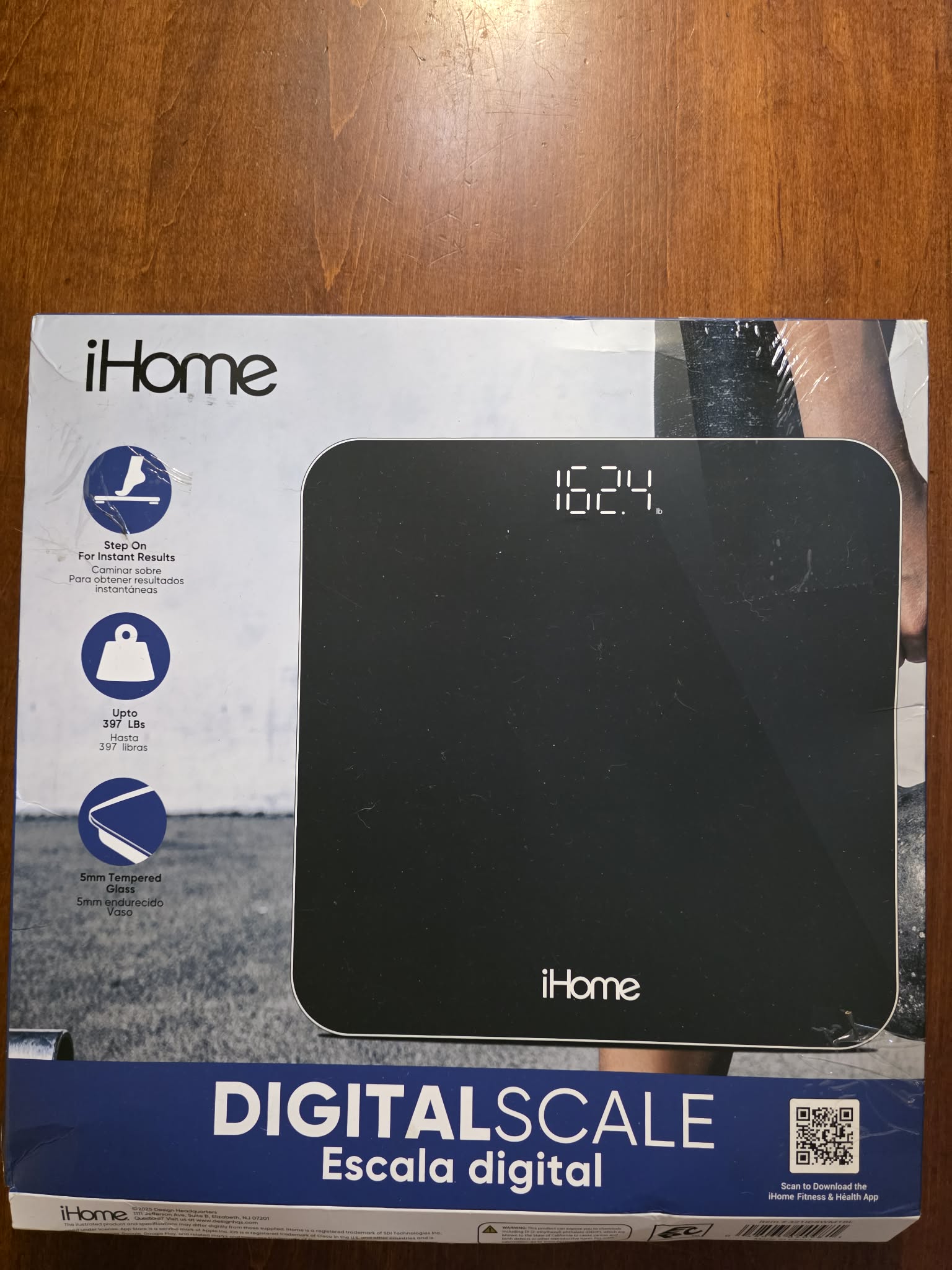 iHome Tempered Glass Digital Fitness Scale (397 lb Capacity)