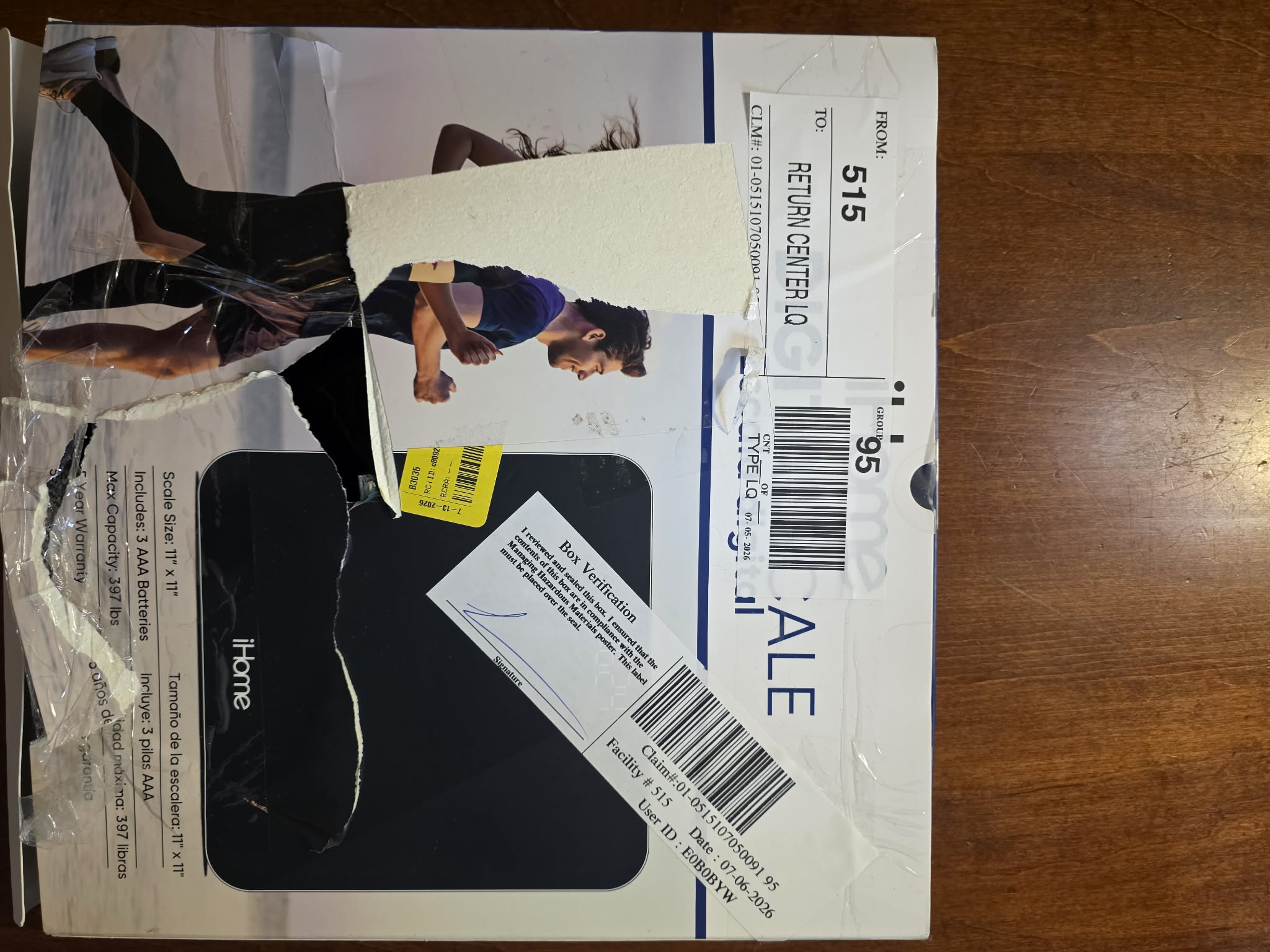 iHome Tempered Glass Digital Fitness Scale (397 lb Capacity)