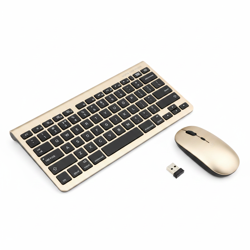 KM9000 Ultra-Slim Wireless Keyboard & Mouse Combo (Gold)