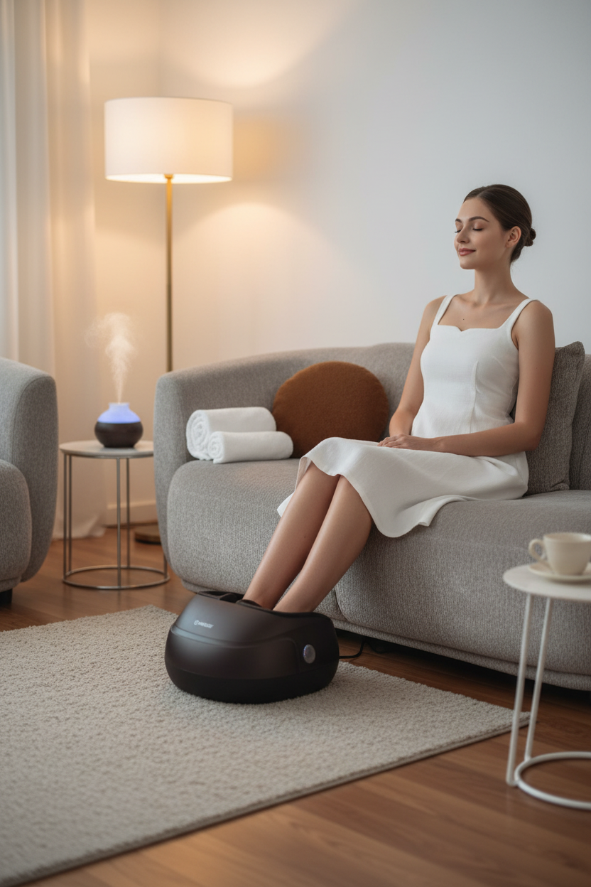 Knoze Shiatsu Foot Massager Machine with Heat & Air Compression - Remote Control Included (Model KF7)