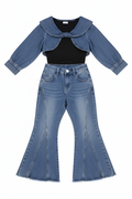 The "Mini Trendsetter" 3-Piece Denim Flare Set