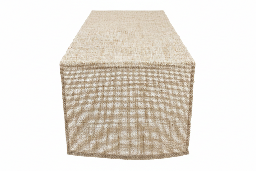Natural Chunky Open-Weave Jute Table Runner - Clean Cut Edges, Oatmeal/Cream, Farmhouse & Boho Style