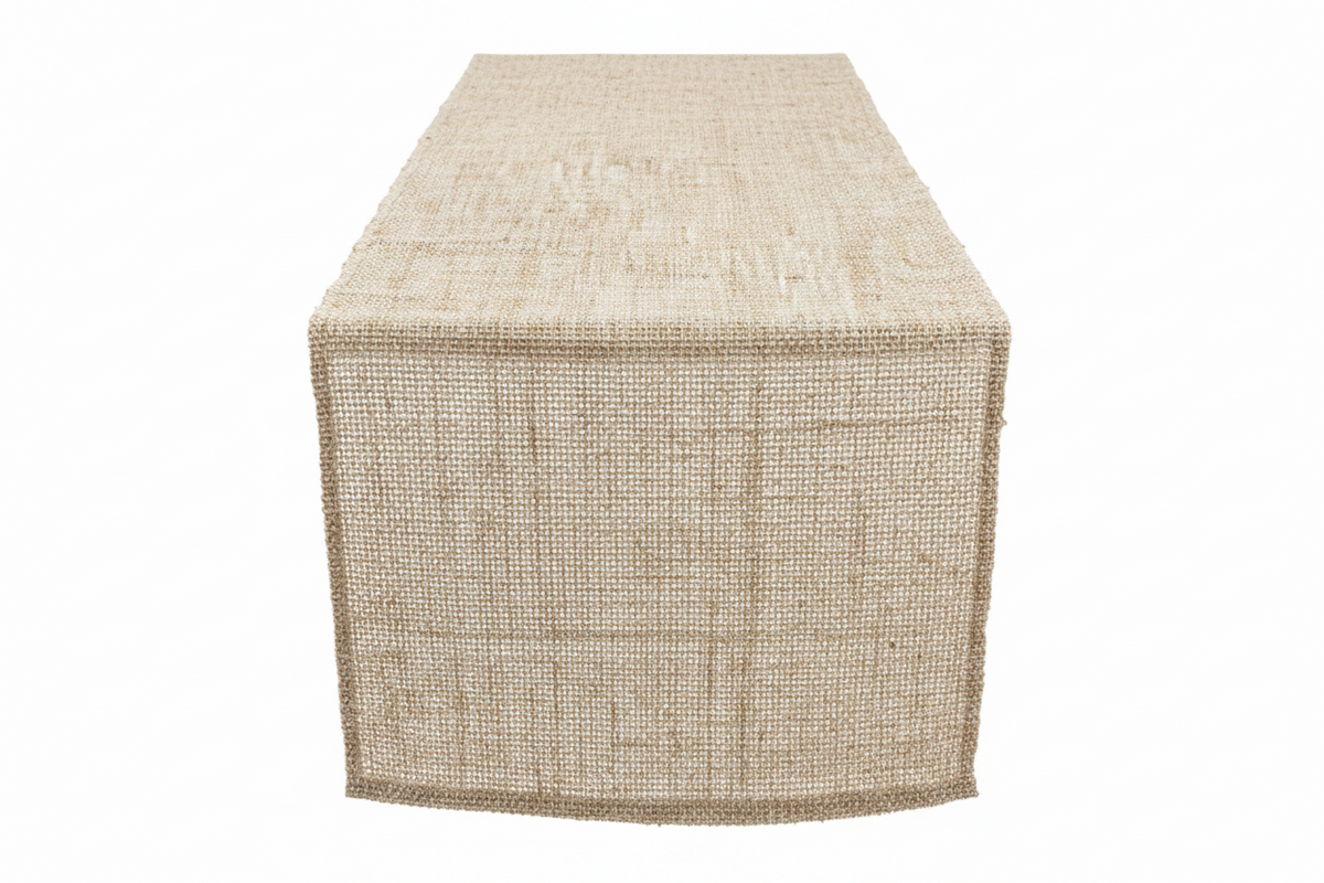 Natural Chunky Open-Weave Jute Table Runner - Clean Cut Edges, Oatmeal/Cream, Farmhouse & Boho Style