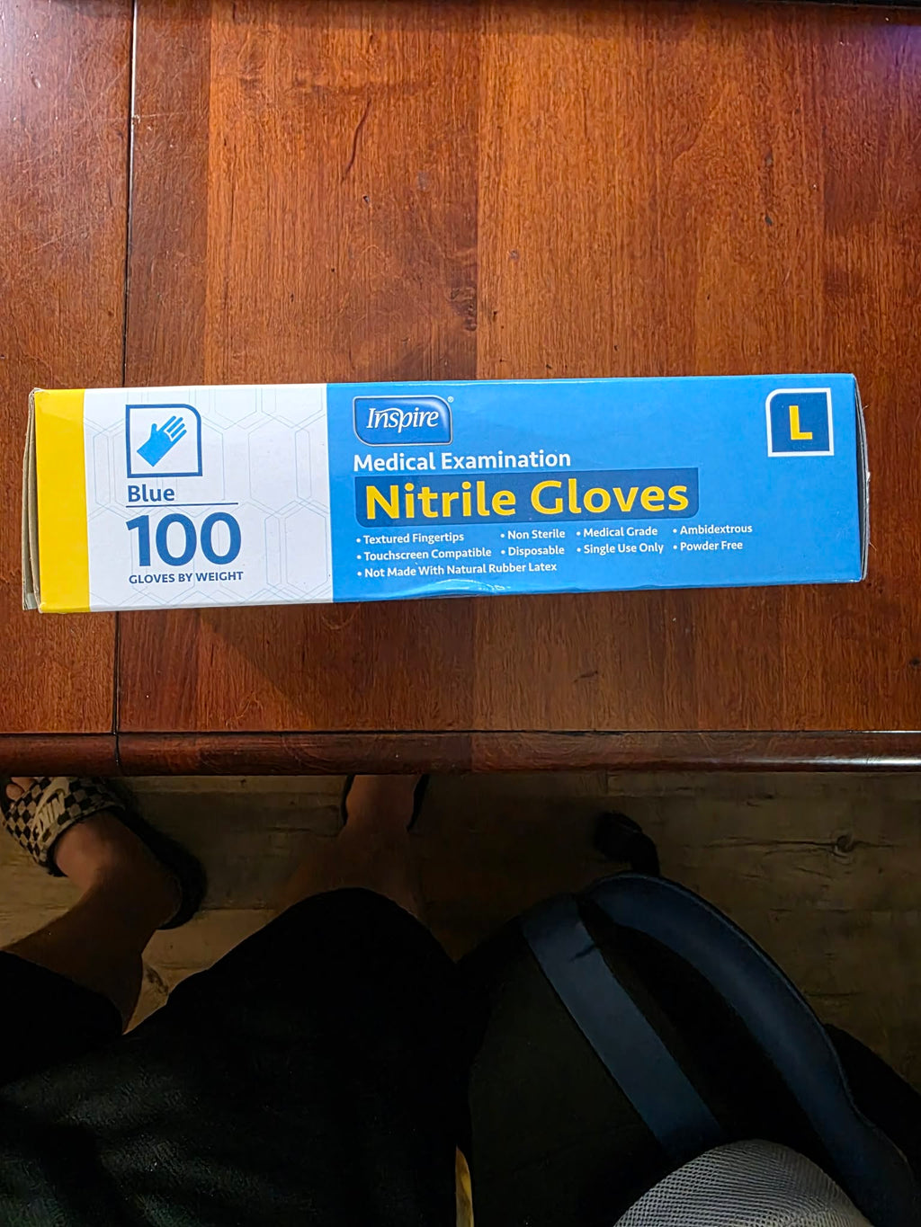 Inspire Medical Examination Nitrile Gloves – Blue, Size Large, Powder & Latex Free (100 Count)