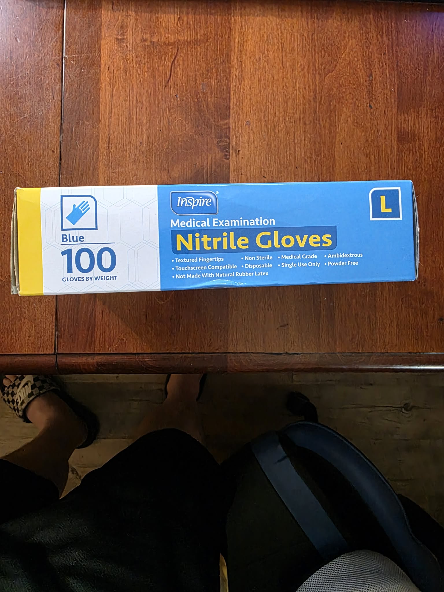 Inspire Medical Examination Nitrile Gloves – Blue, Size Large, Powder & Latex Free (100 Count)