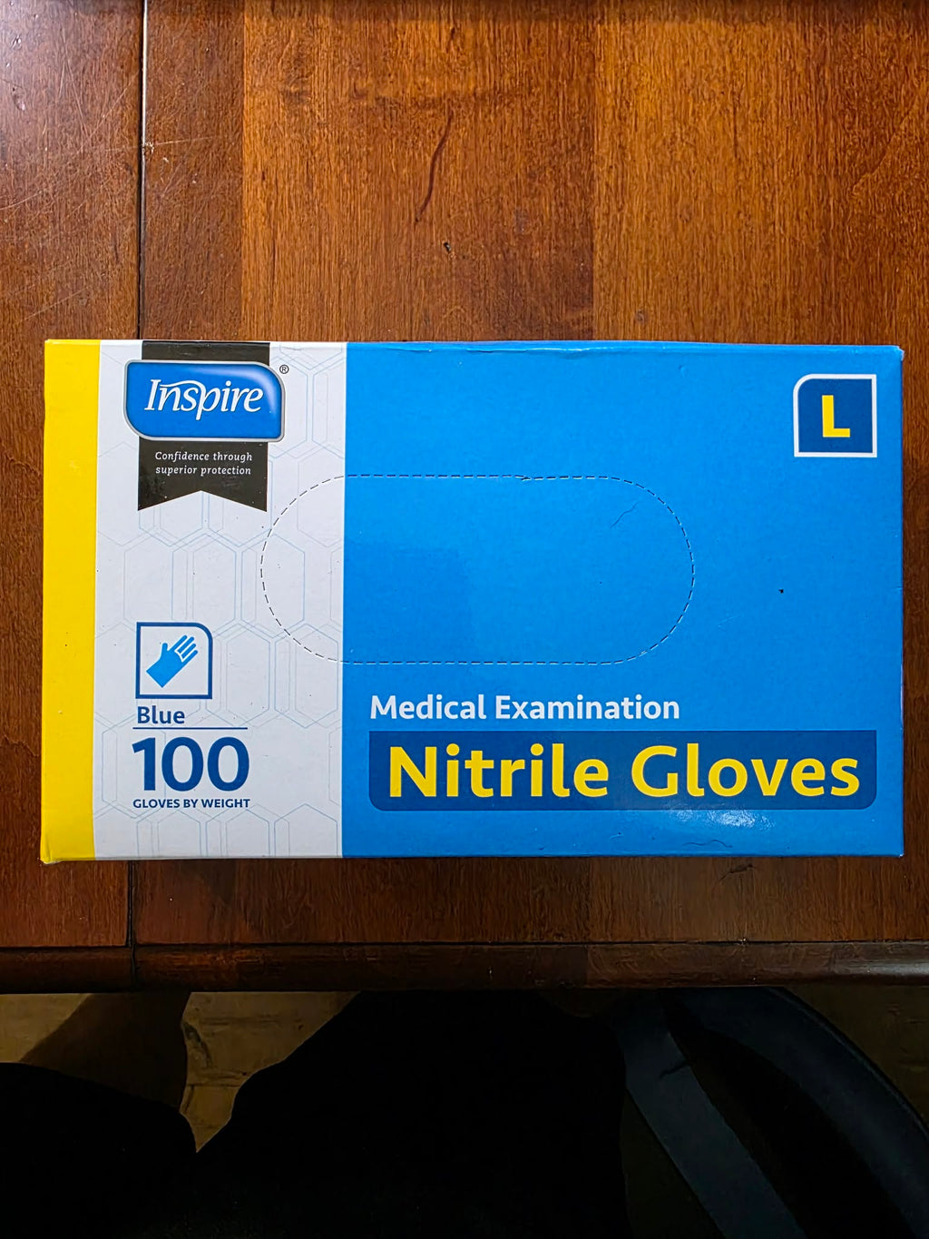 Inspire Medical Examination Nitrile Gloves – Blue, Size Large, Powder & Latex Free (100 Count)