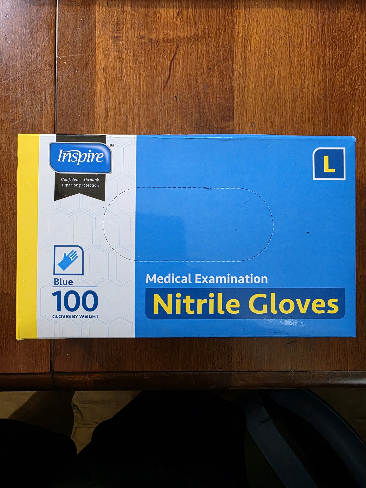 Inspire Medical Examination Nitrile Gloves – Blue, Size Large, Powder & Latex Free (100 Count)
