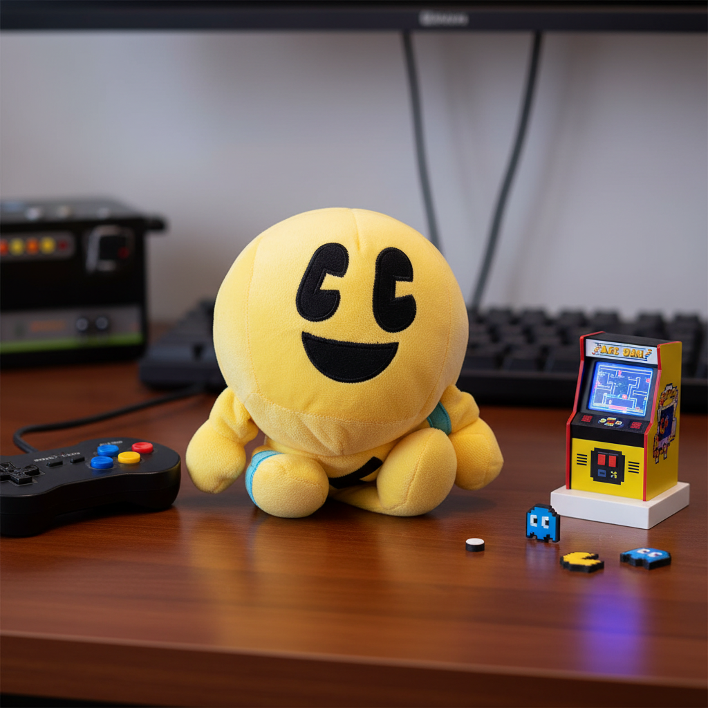 Pac Man Yellow Smiley Face Plush Pillow