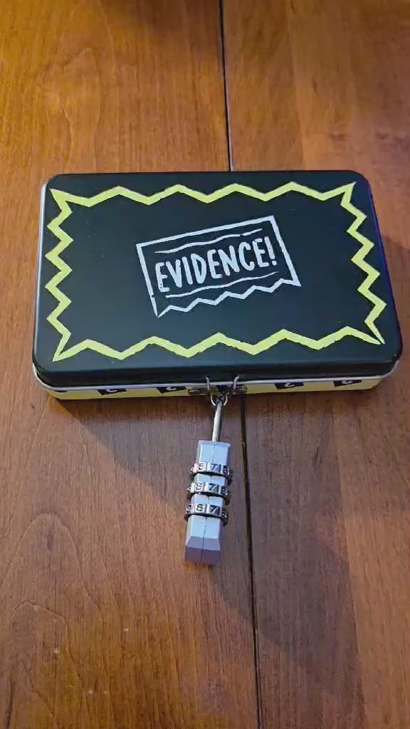 "Evidence!" Secret Stash Tin Box with 3-Digit Combination Lock