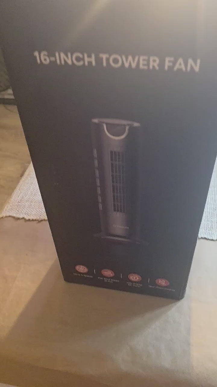 Dr. Prepare 16-Inch Oscillating Tower Fan with Remote Control - Quiet Cooling (12W)