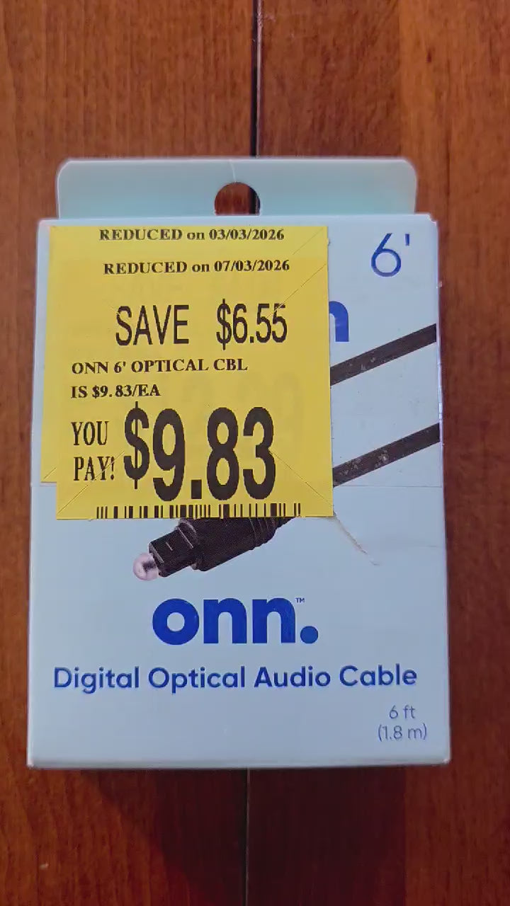 onn. 6 ft Digital Optical Audio Cable