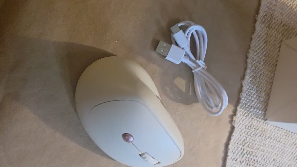 Luhaso EM1 Wireless Ergonomic Vertical Mouse - Rechargeable (Cream & Rose Gold)