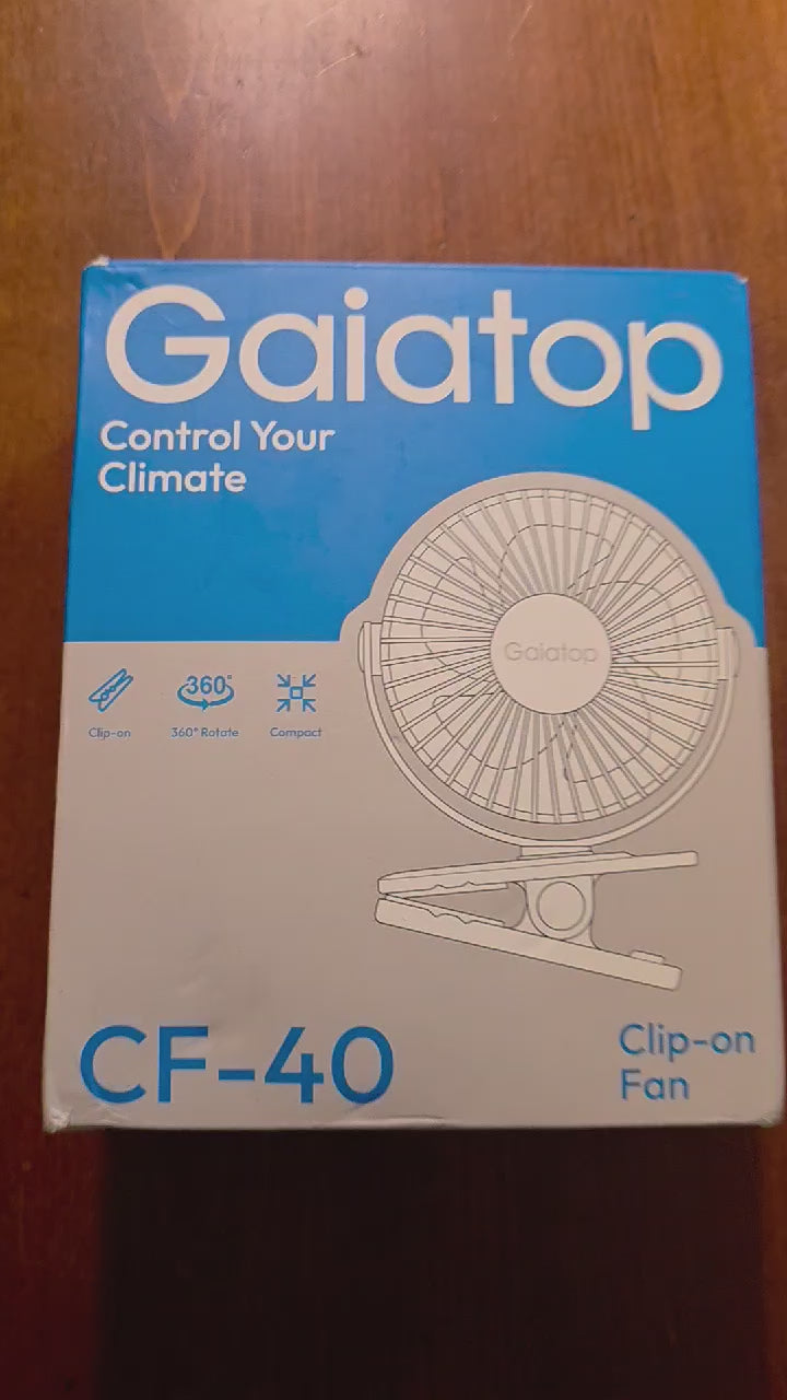 Gaiatop CF-40 Compact Clip-On Fan - 360° Rotating Portable Desk & Stroller Fan (USB-C)