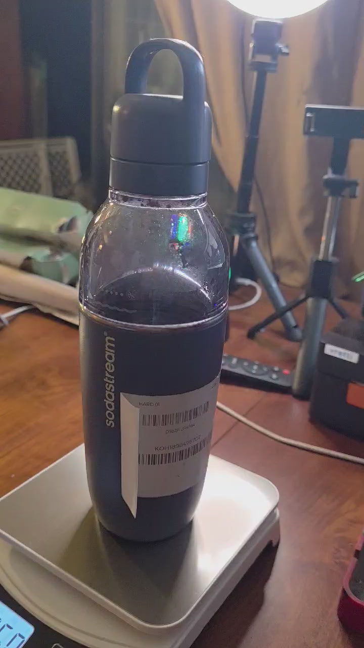 SodaStream Reusable Carbonating Travel Water Bottle with Carry Loop & Protective Bumper – Navy Blue