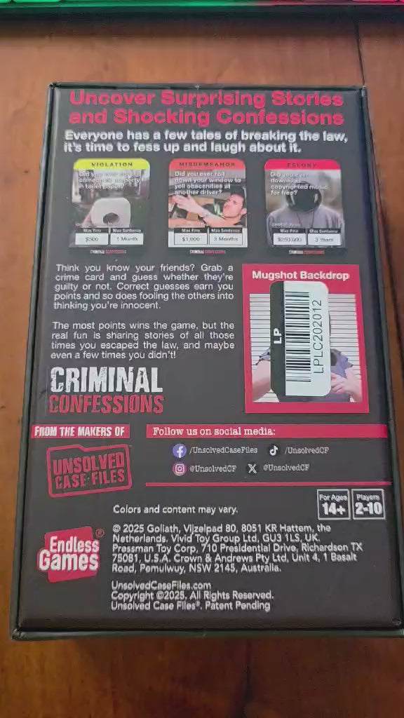 Criminal Confessions Party Game by Endless Games (From the Makers of Unsolved Case Files) – Ages 14+