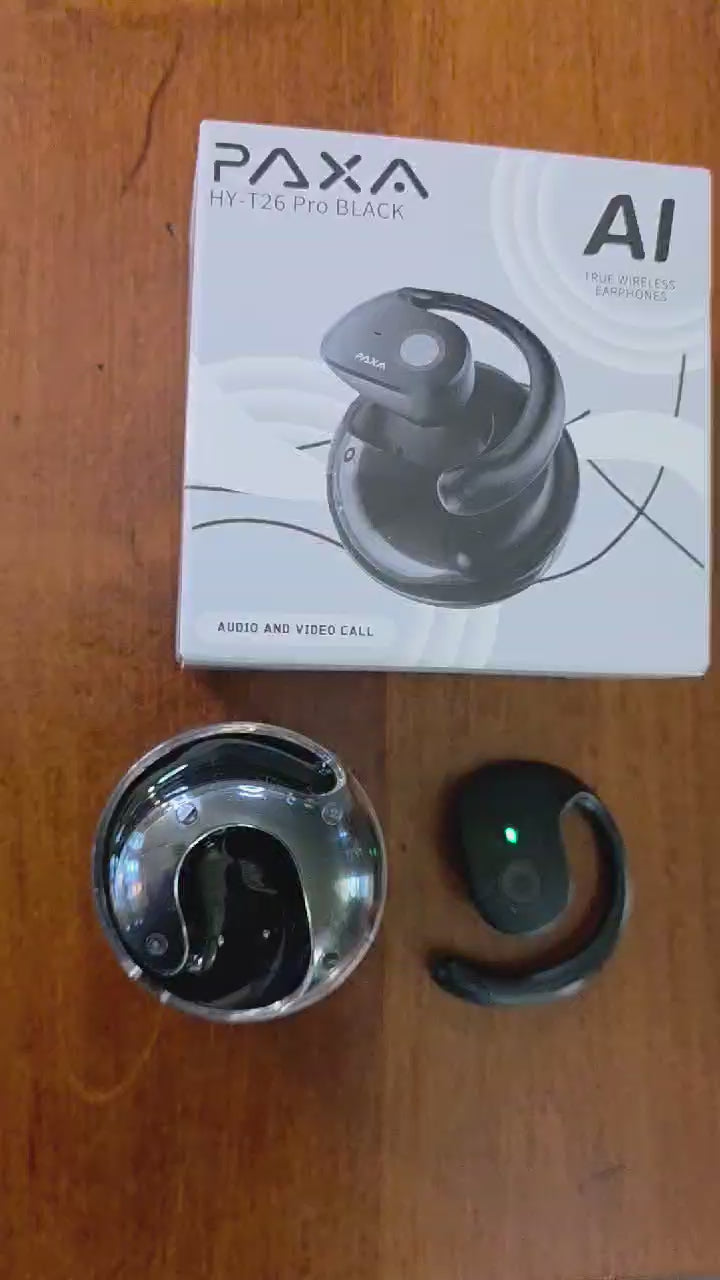 PAXA HY-T26 Pro AI True Wireless Sport Earbuds (with Secure Ear Hooks) - Black