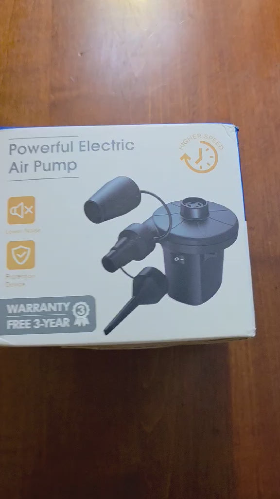 Powerful Electric Air Pump for Inflatables - Quick Fill/Deflate with 3 Nozzles (Black)