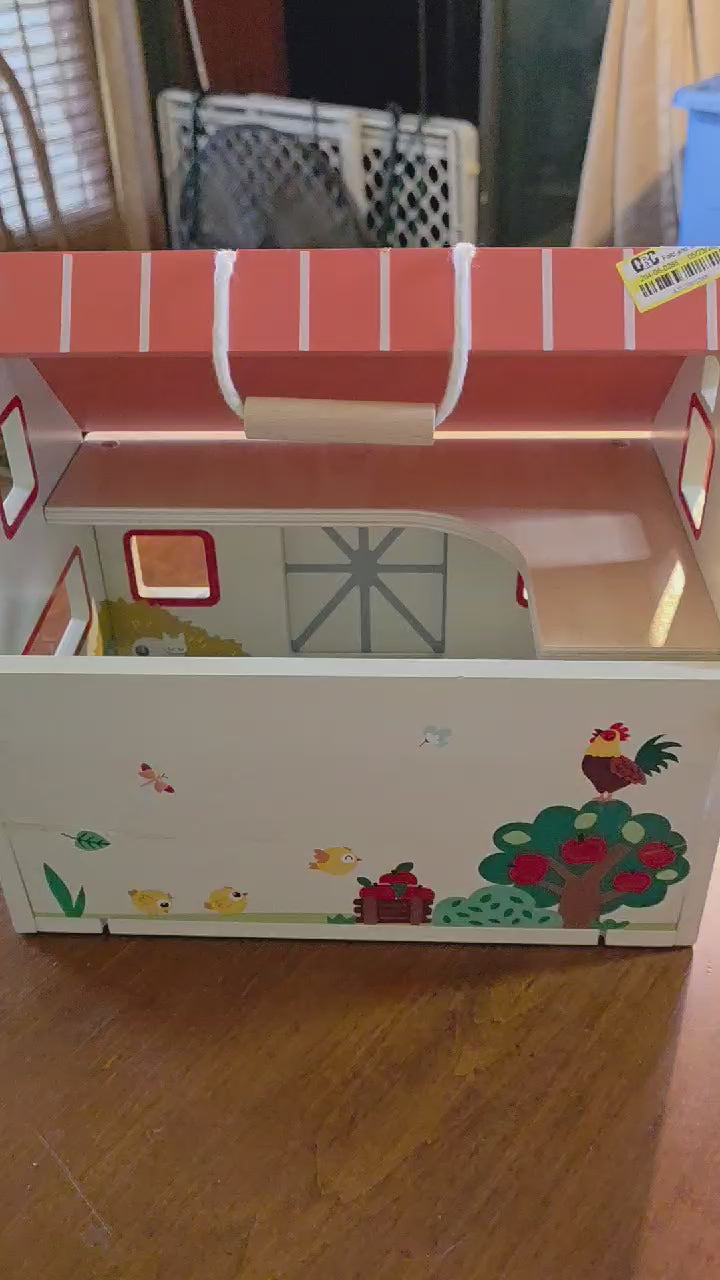 Wooden Pretend-Play Farmhouse Dollhouse
