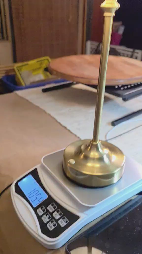 Brass Stick LED Desk Lamp with Fabric Shade (Model: KK-LED4-01)