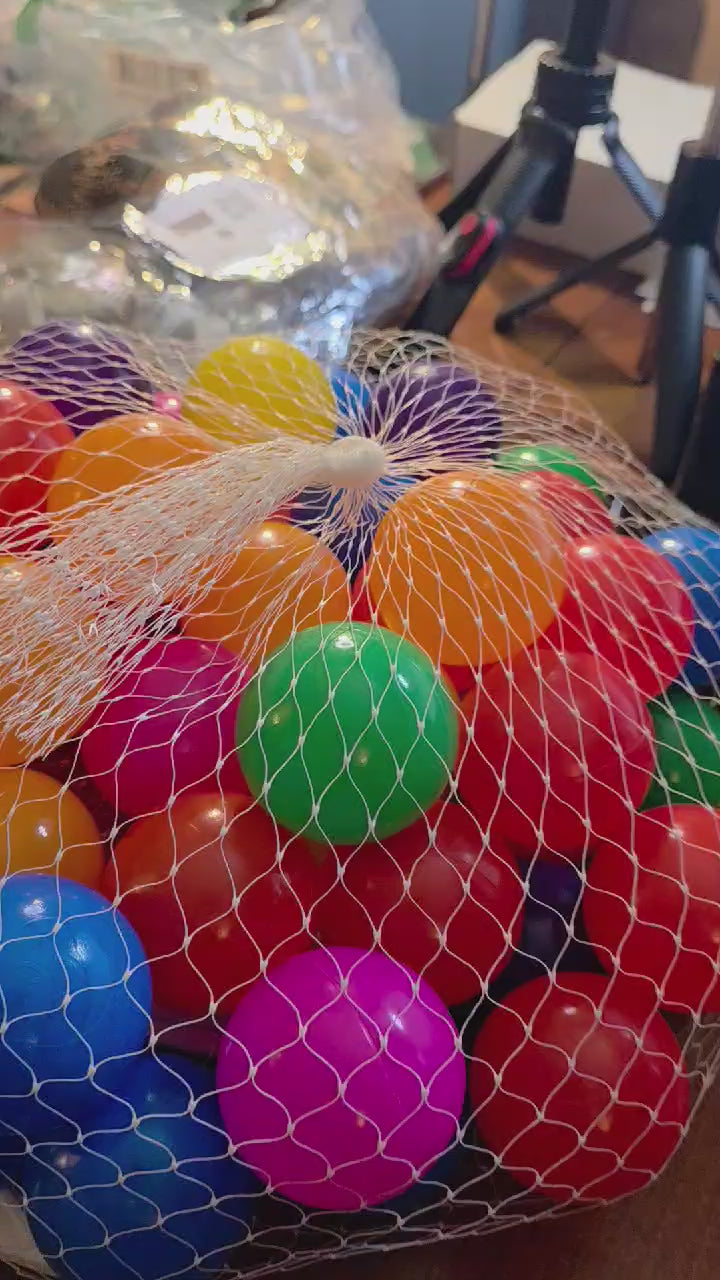 Vibrant Multi-Color Play Balls with Reusable Mesh Storage Bag